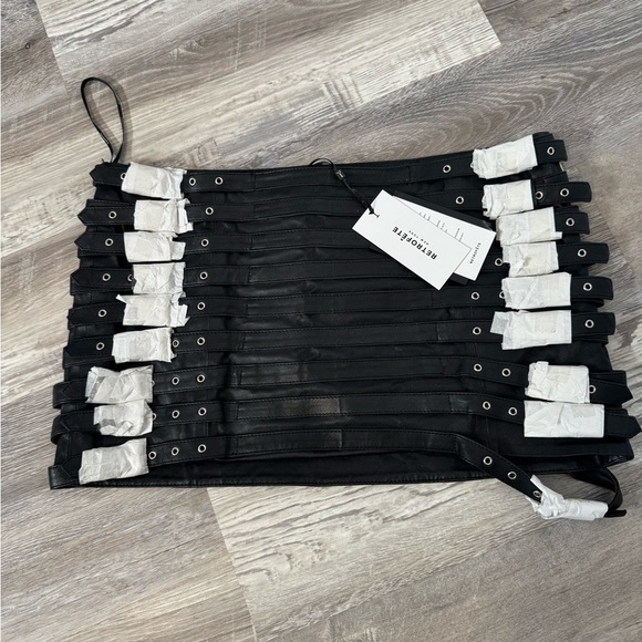 NWT Retrofete Ivory Leather Skirt Buckle - Picture 6 of 10